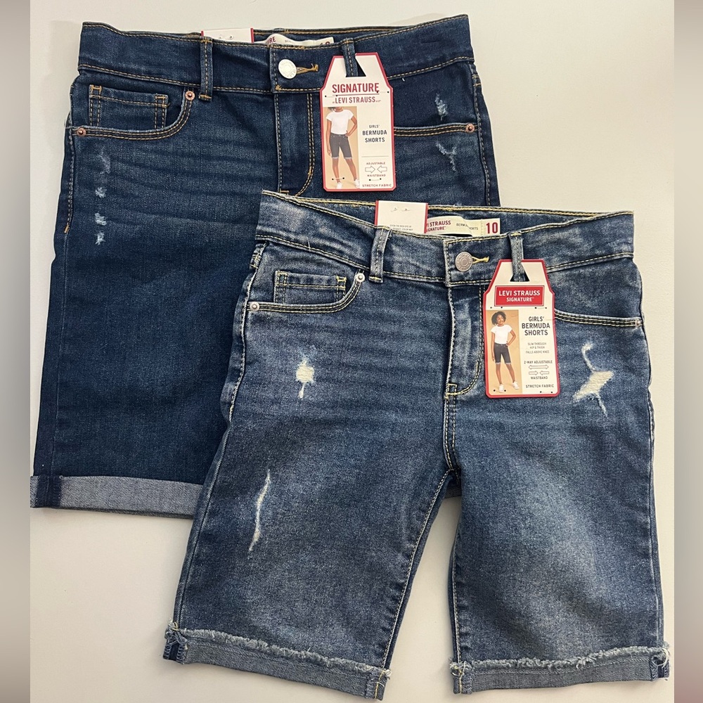 Levi Strauss Signature Girls' Bermuda Shorts 2 pairs size 10